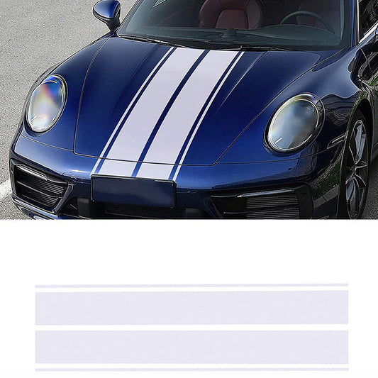 Universeller Auto-Motorhauben-Streifenaufkleber, schwarz-weiß, wasserfest