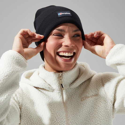 Unisex-Mütze mit Logo-Aufnäher - Schwarz