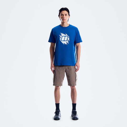 Herren Essential T-Shirt mit skizzierten Blöcken – Blau
